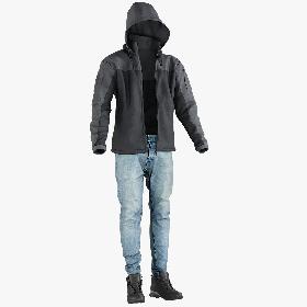 Men's Jeans Jacket with Boots 3D